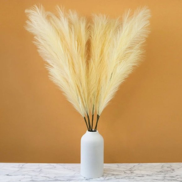 Cream Faux Pampas Grass Tall Boho Decor bundle of 3 43” tall - Picture 9 of 9